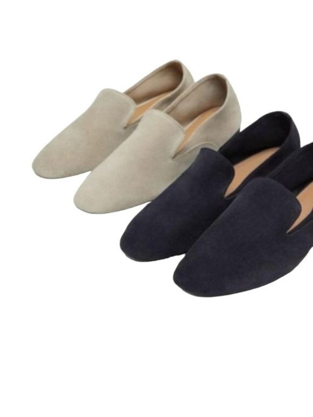 Zara Trafaluc Natural Beige Suede Leather Slip-On Loafers